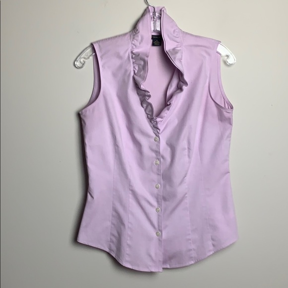 Brooks brothers lilac sleeveless ruffled v…